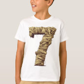 Nummer 7 Mummy Halloween Theme 7 Jaar Oude Kinder T-shirt (Voorkant)
