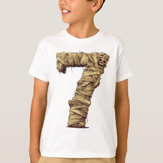 Nummer 7 Mummy Halloween Theme 7 Jaar Oude Kinder T-shirt