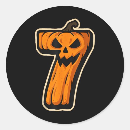 Nummer 7 Pompoen 67 Meme Koppel Halloween Ronde Sticker (Voorkant)