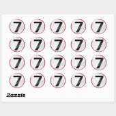 Nummer 7 rood ronde sticker (Vel)