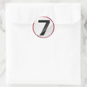 Nummer 7 rood ronde sticker (Tas)