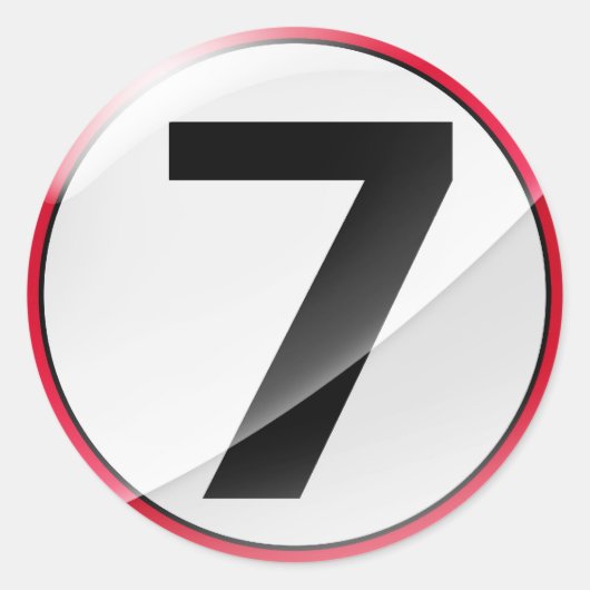Nummer 7 rood ronde sticker (Voorkant)