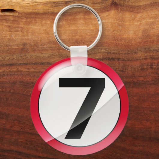 Nummer 7 rood Sleutelhanger (Voorkant)