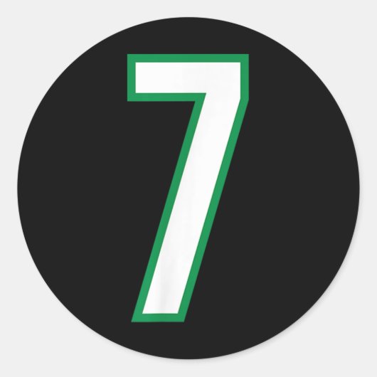 Nummer #7 Sport Wit Groen Nummer Ronde Sticker (Voorkant)