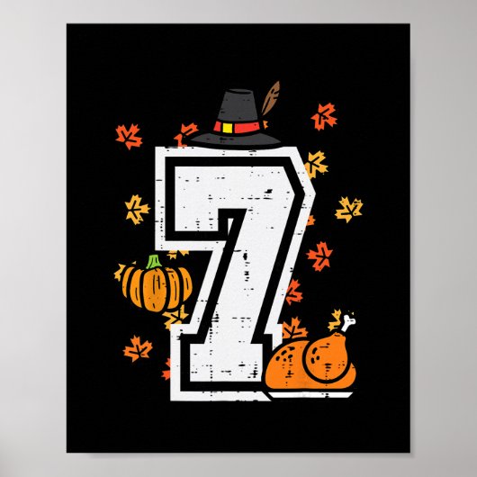 Nummer 7 Thanksgiving 6 7 Matching 67 Meme Mannen Poster (Voorkant)