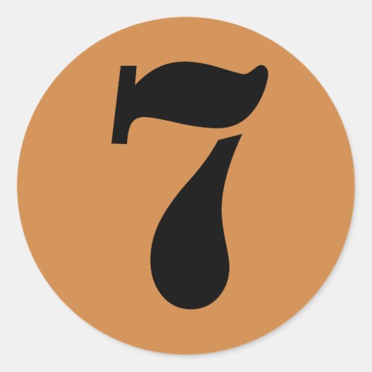 Nummer 7 Zeven Peru Gouden Stencil Nummers van Jan Ronde Sticker (Voorkant)