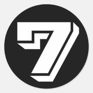 Nummer 7 Zeven Vineta-nummers van Janz Black Ronde Sticker