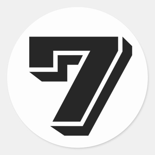 Nummer 7 Zeven Vineta Nummers van Janz White Ronde Sticker (Voorkant)