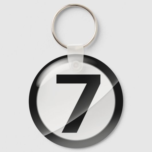 Nummer 7 zwart Sleutelhanger (Voorkant)