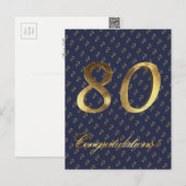 Nummer 80 80e verjaardag Jubileum Blauw Goud Briefkaart (Voorkant / Achterkant)