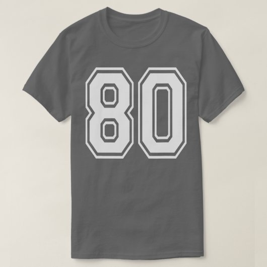 Nummer 80 Birthday Varsity Sports Team Jersey T-shirt (Design voorkant)