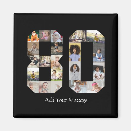 Nummer 80 Fotocollage Magneet (Voorkant)