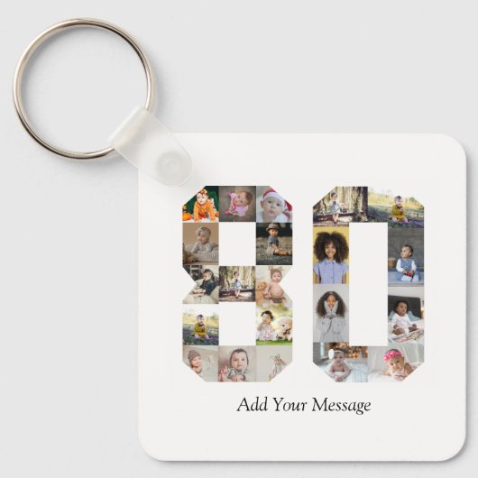 Nummer 80 Fotocollage Sleutelhanger (Voorkant)