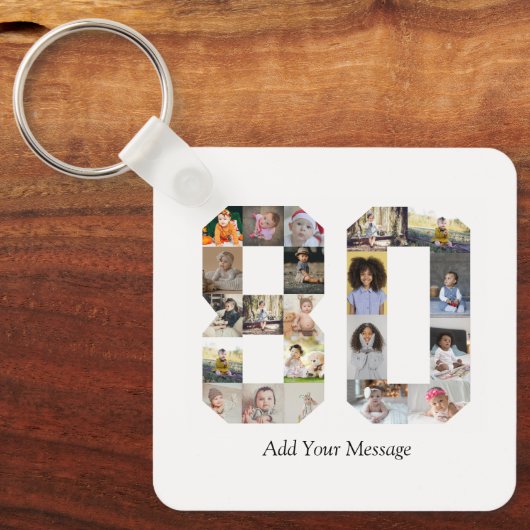 Nummer 80 Fotocollage Sleutelhanger (Voorkant)