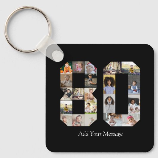 Nummer 80 Fotocollage Sleutelhanger (Voorkant)