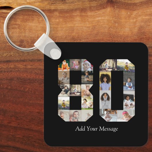 Nummer 80 Fotocollage Sleutelhanger (Voorkant)