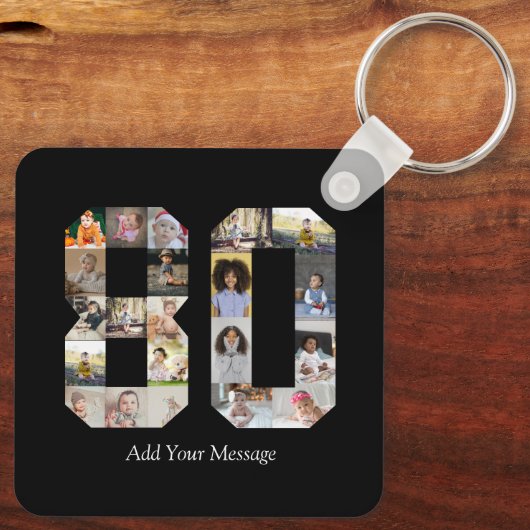 Nummer 80 Fotocollage Sleutelhanger (Achterkant)