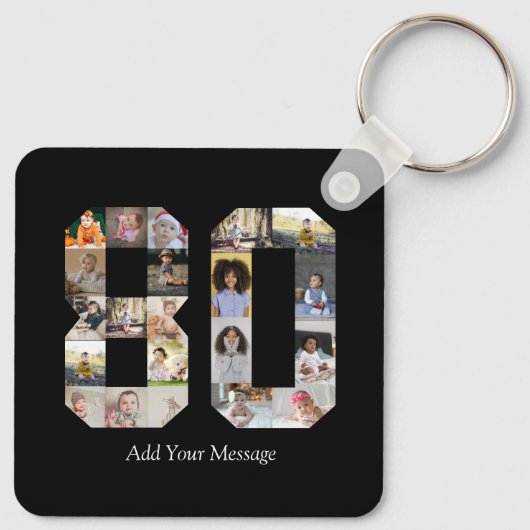 Nummer 80 Fotocollage Sleutelhanger (Achterkant)