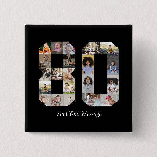 Nummer 80 Fotocollage Vierkante Button 5,1 Cm (Voorkant)