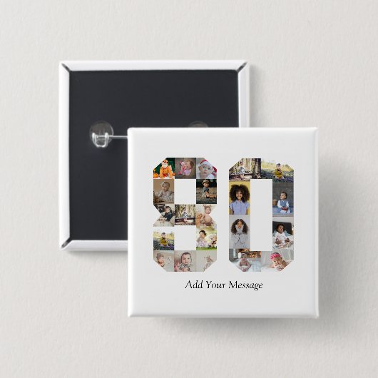 Nummer 80 Fotocollage Vierkante Button 5,1 Cm (Voorkant /achterkant)