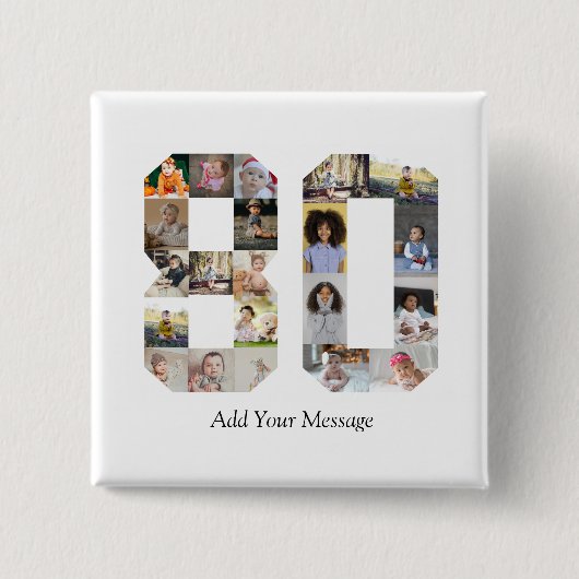 Nummer 80 Fotocollage Vierkante Button 5,1 Cm (Voorkant)
