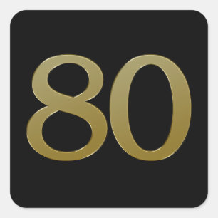 Nummer 80 Gold Square Sticker