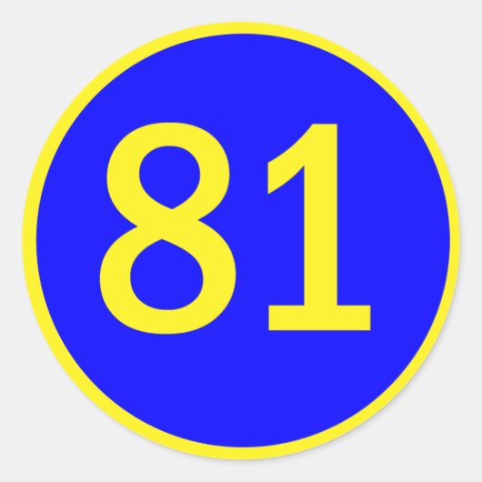 Nummer 81, in een cirkel ronde sticker (Voorkant)