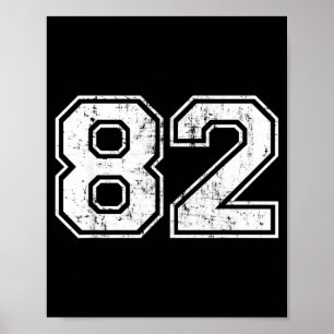 Nummer 82 Varsity Gedistrobeerd Vintage Sportteam Poster