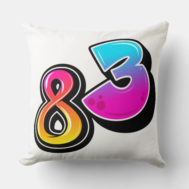 Nummer 83 Retro Gradiënt Bubbel Typografie Vector  Kussen (Voorkant)