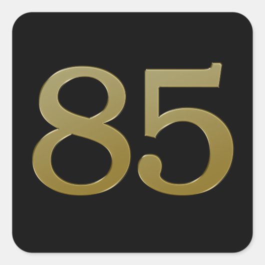 Nummer 85 Gouden Vierkante Sticker (Voorkant)