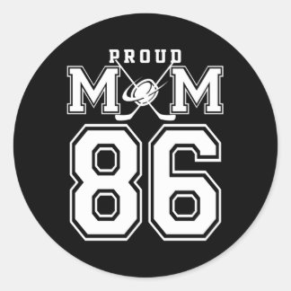 Nummer 86 Custom Proud Hockey Moeder Gepersonalise Ronde Sticker