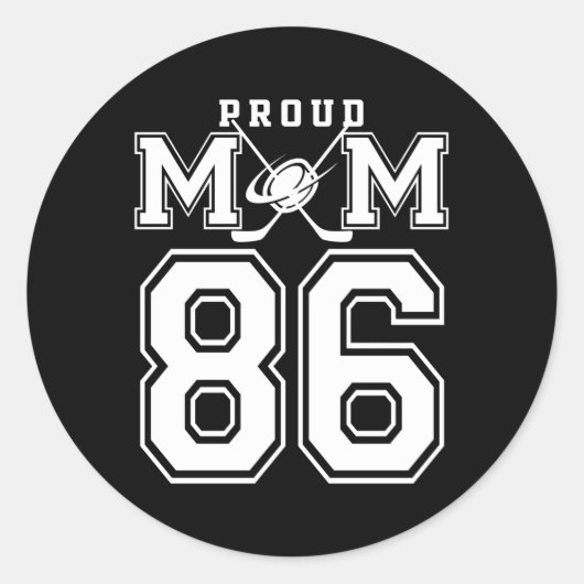 Nummer 86 Custom Proud Hockey Moeder Gepersonalise Ronde Sticker (Voorkant)