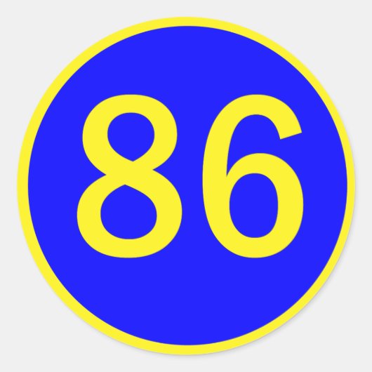 Nummer 86, in een cirkel ronde sticker (Voorkant)