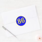 Nummer 86, in een cirkel ronde sticker (Envelop)