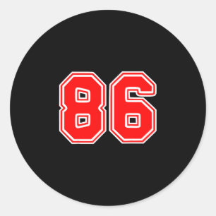 Nummer 86 rode sportteamfan  ronde sticker