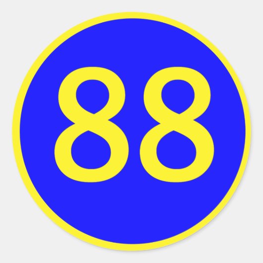 Nummer 88, in een cirkel ronde sticker (Voorkant)