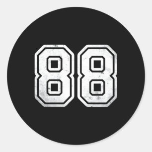 Nummer 88 witte sport jersey 88th ronde sticker
