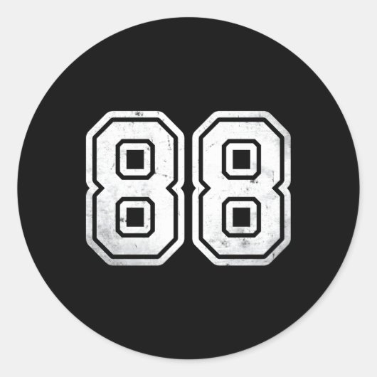 Nummer 88 witte sport jersey 88th ronde sticker (Voorkant)