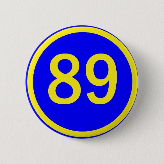 Nummer 89, in een cirkel ronde button 5,7 cm (Voorkant)