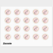 Nummer 8 Acht Monogram Blush Pink Waterverf Gold Ronde Sticker (Vel)