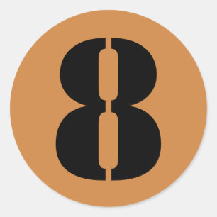 Nummer 8 acht Peru Gold Stencil cijfers van Janz Ronde Sticker