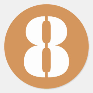 Nummer 8 Acht Peru Gouden Stencil Nummers door Jan Ronde Sticker