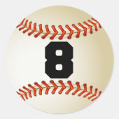 Nummer 8 Baseball Ronde Sticker (Voorkant)