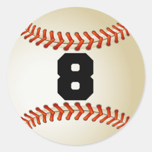 Nummer 8 Baseball Ronde Sticker