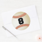 Nummer 8 Baseball Ronde Sticker (Envelop)
