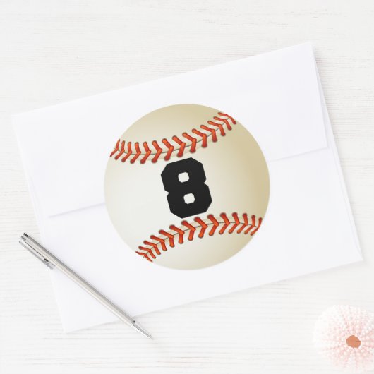 Nummer 8 Baseball Ronde Sticker (Envelop)