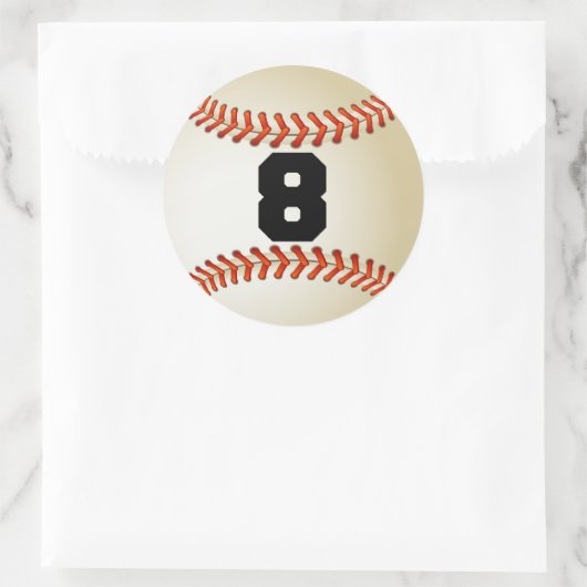 Nummer 8 Baseball Ronde Sticker (Tas)