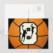 Nummer 8 Basketball en spelers Briefkaart (Voorkant / Achterkant)