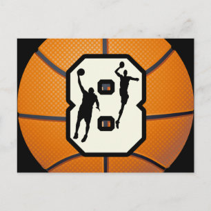 Nummer 8 Basketball en spelers Briefkaart