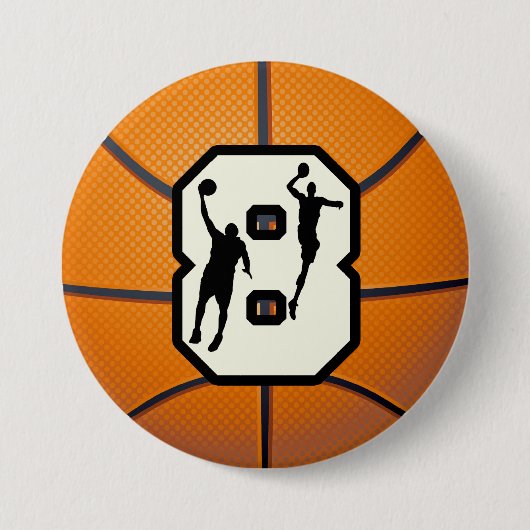 Nummer 8 Basketball en spelers Ronde Button 7,6 Cm (Voorkant)